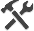 Wrench and hammer crossing.